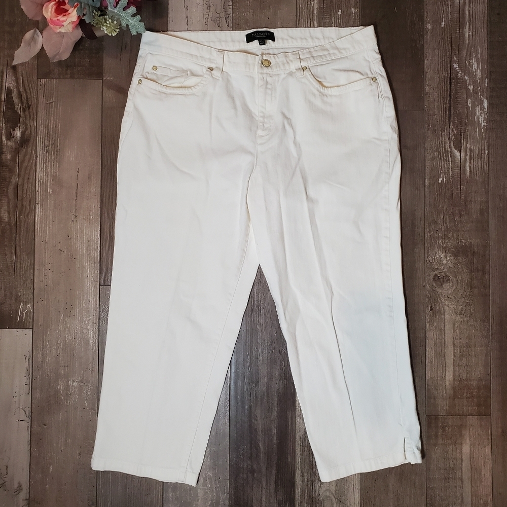 Talbots 5 Pocket White Denim Capri Pants Women's Size 14
